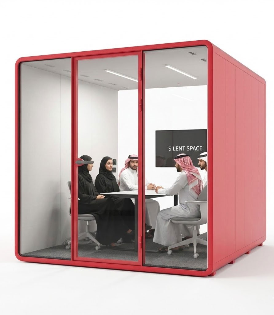 Silent Space XL Pod 6 person meeting pod in open-plan workspace
